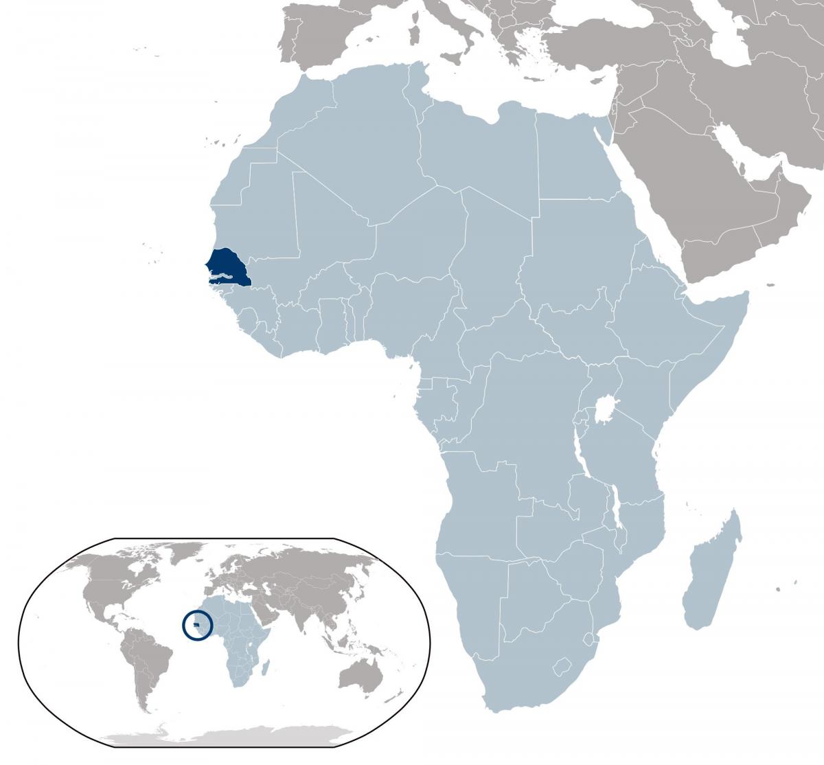 خريطة السنغال موقع على العالم