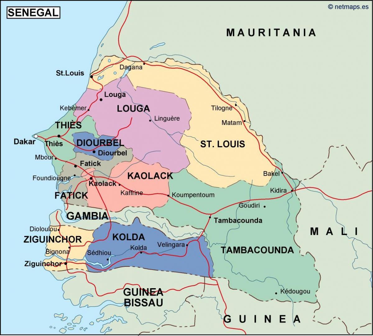 خريطة السنغال البلد