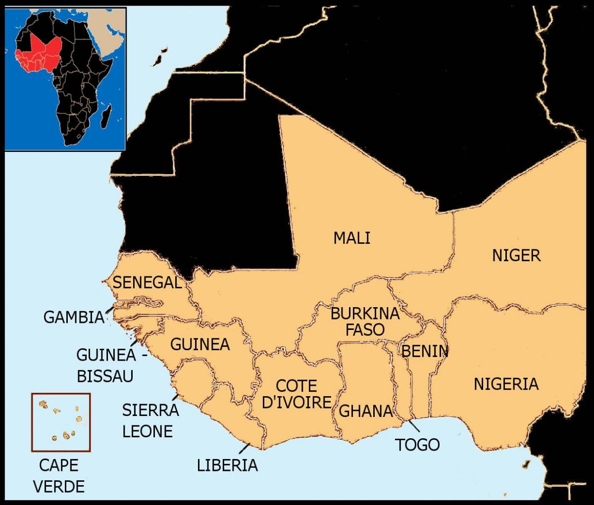 خريطة السنغال خريطة غرب أفريقيا